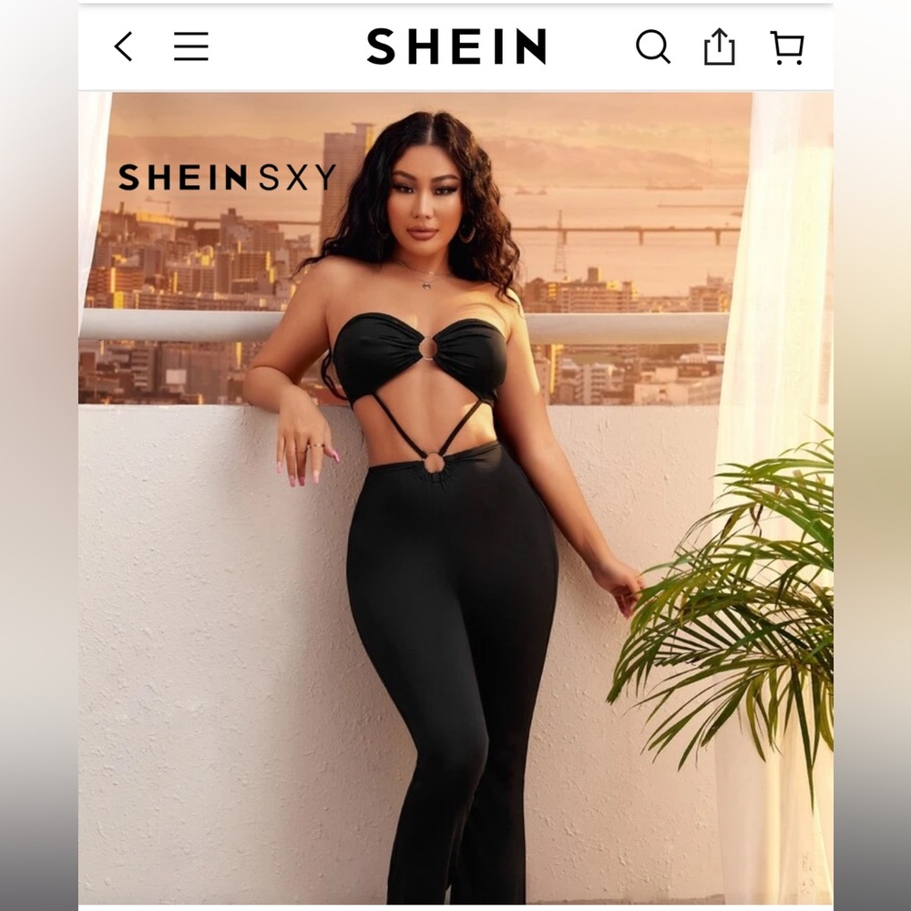 SHEIN Black Ring Detail Jumpsuit